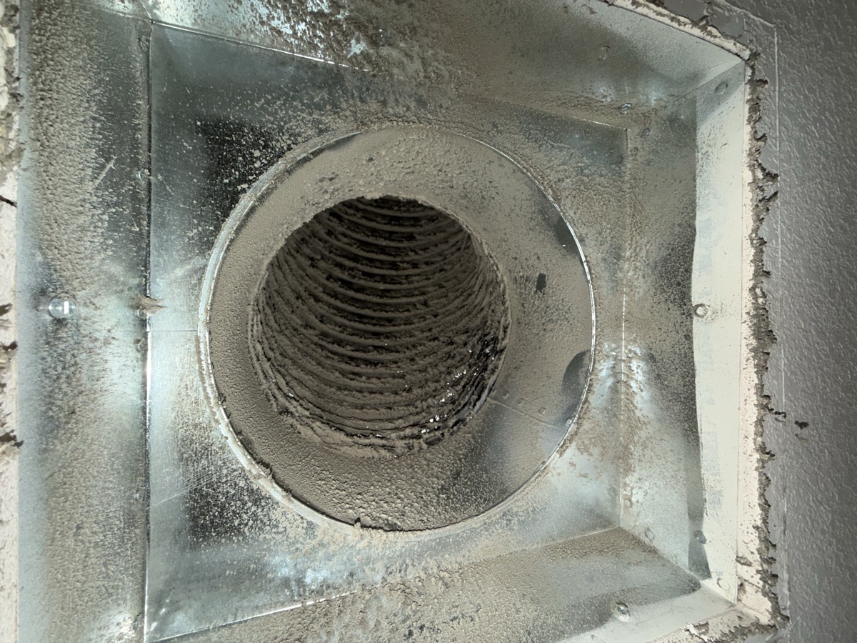 Dirty air duct before cleaning